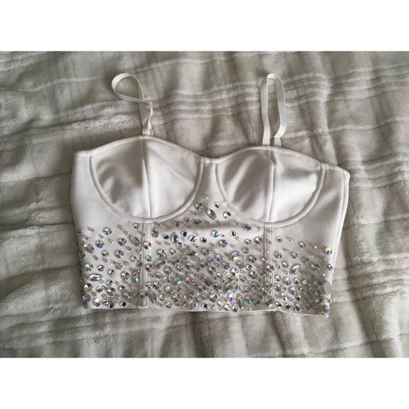 Hera Tops - White Bustier Crop Top